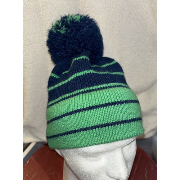Andres 100% Wool Winter Hat Vintage Striped Pom Pom Mens Womens Beanie Cap - Picture 1 of 6